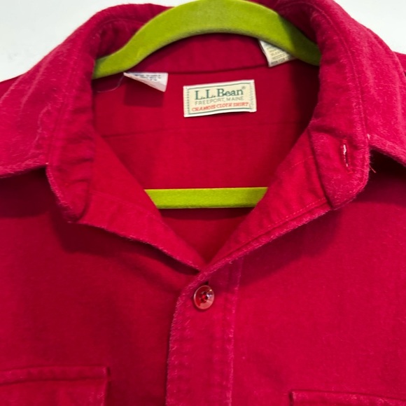 VTG 80’s/90’s LL Bean Chamois Cloth Shirt Men’s Size 16 Medium Red Heavyweight - Picture 9 of 10
